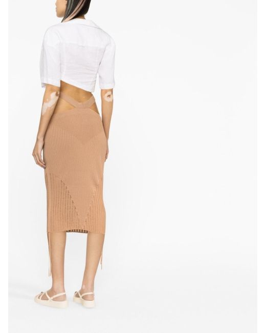 ANDREADAMO White Andreadamo Low Waist Midi Skirt