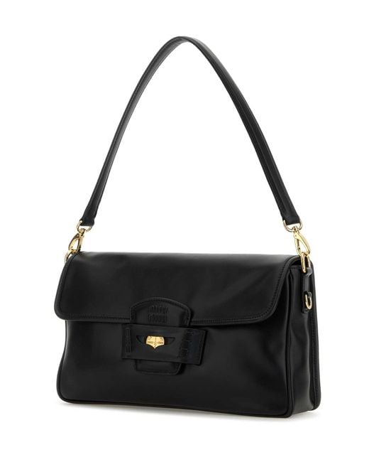 Miu Miu Black Leather Penny Shoulder Bag