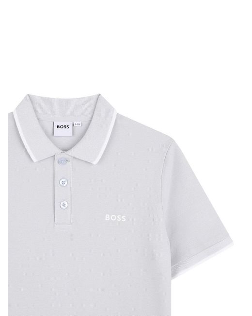 Boss White Polo A Maniche Corte