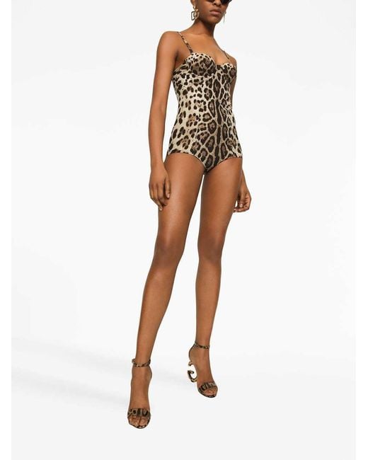 Dolce & Gabbana Black Leopard Swimsuit