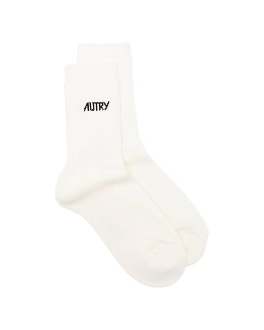 Autry White Unic Stars Logo-Detail Socks