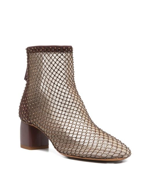 Forte_forte Brown "My Alma" Stivaletto Chic Rete Strass