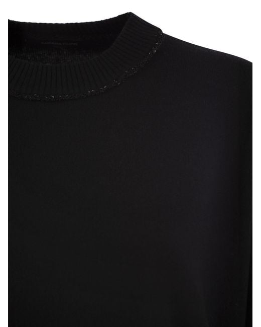 Fabiana Filippi Black Crew-Neck Sweater With Sequins And Relaxed Fit