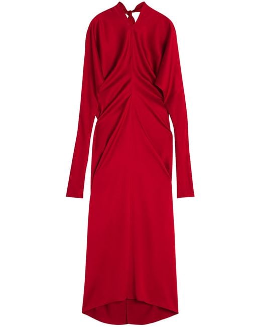 Lanvin Red Draped Fitted Dress Rwdr00186041P25
