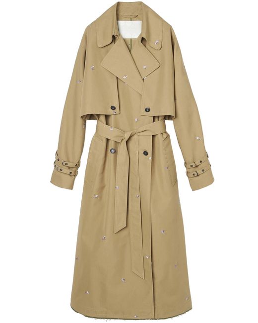 OOF WEAR Oof Draagtgrench Jas 2 In 1 Geborduurd In Gabardine 9285 in het Natural