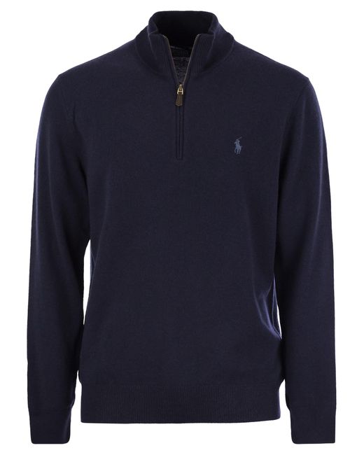 Polo Ralph Lauren Wool -pullover Met Halve Zip in het Blue