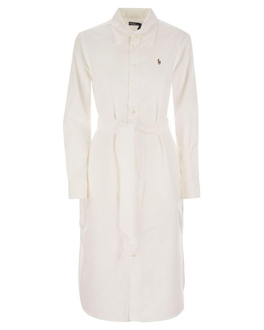 Polo Ralph Lauren White Cotton Chemisier With Belt