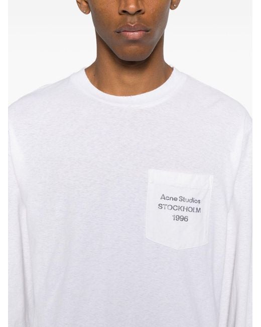 Acne Logo T-shirt in het White voor heren