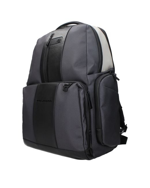 Piquadro Black Backpacks And Waist Bags For Recycled Nylon