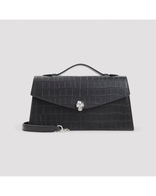 McQueen Black Mini Skull Top Handle Bag