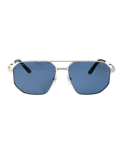 Occhiali Da Sole Aviator Ct0462 S 002 di Cartier in Blue