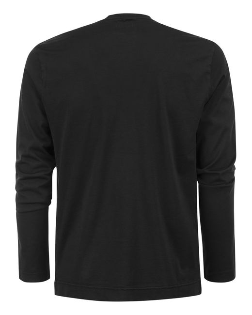 Fedeli Langarm mit Bio -Baumwoll -T -Shirt in Black für Herren