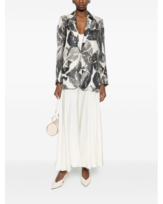 Alysi White Printed Single-Breasted Jacket