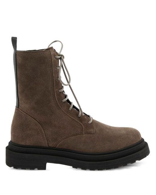 Brunello Cucinelli Lace-Up Boots in het Brown