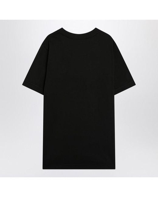 Moncler Black Cotton T-Shirt With Logo Patch for men