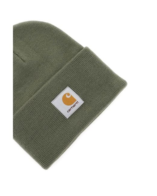 Carhartt Green Beanie Hat With Logo Patch for men