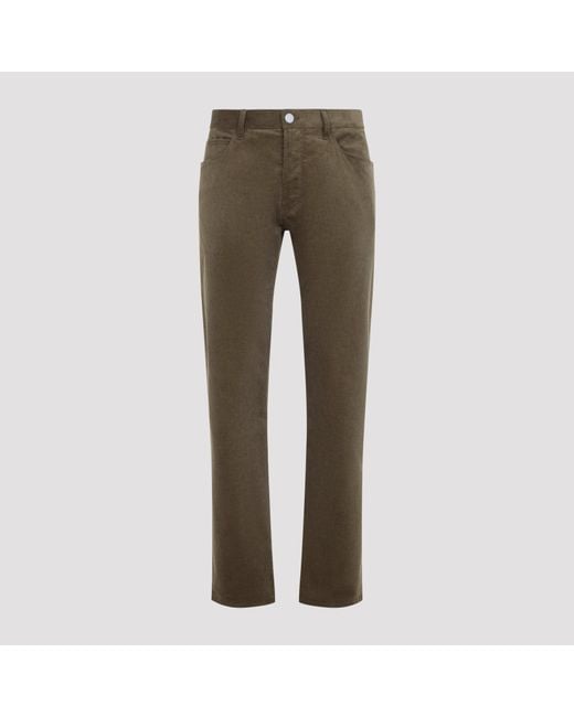 Giorgio Armani Green 5-Pocket Cotton Cashmere Pants With Stretch for men
