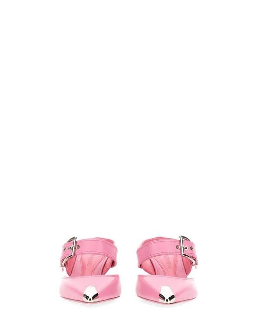 McQueen Pink 75Mm Metallic Toe-Cap Detail Mules