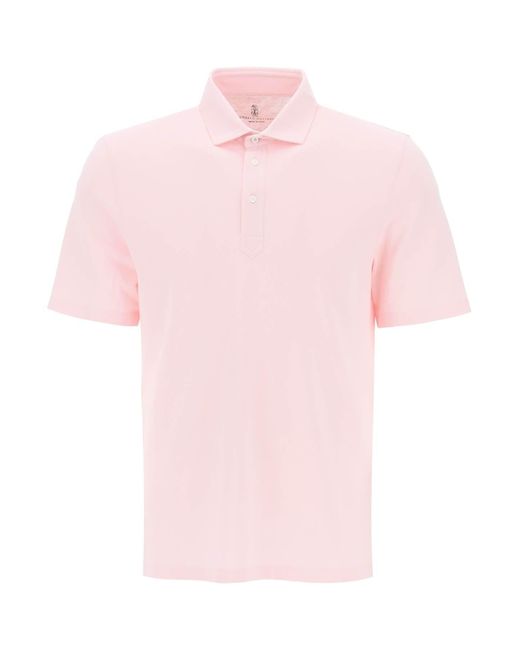 Brunello Cucinelli Polo -Hemd mit französischem Kragen in Pink für Herren