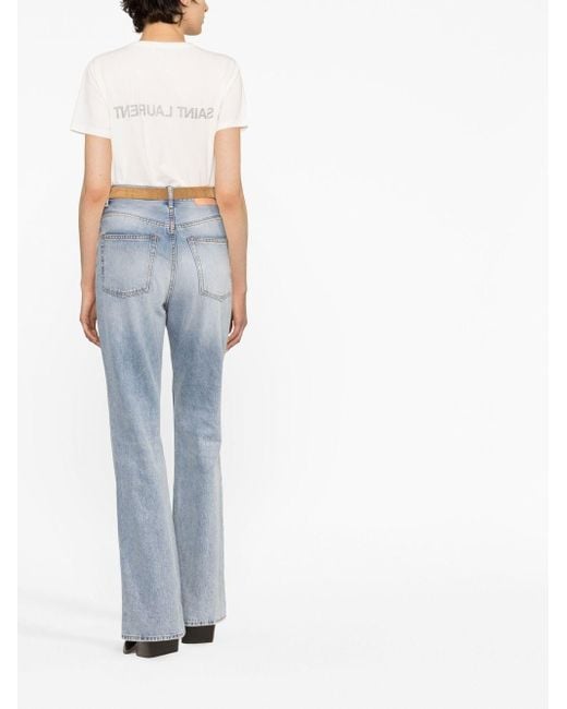 Saint Laurent White Logo Cotton T-Shirt