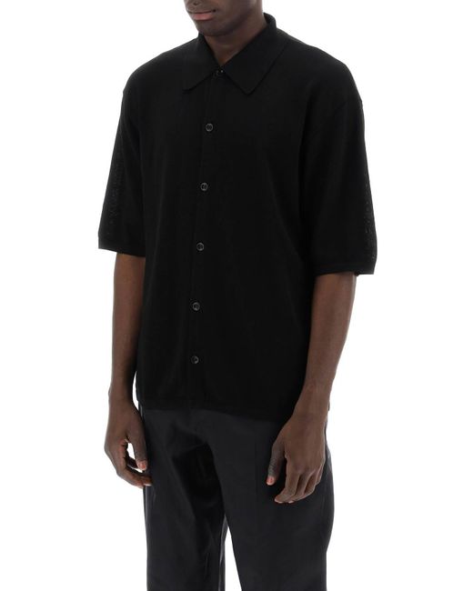 Lemaire Korte Mouwen Gebreide Shirt Voor in het Black