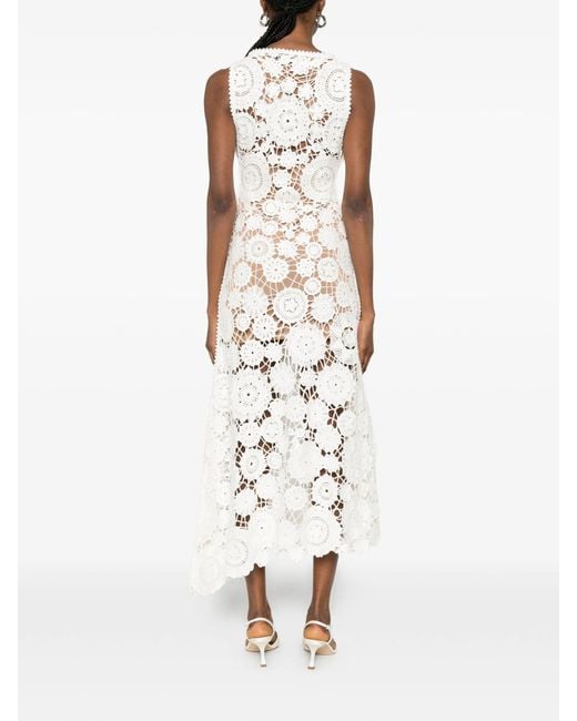 Self-Portrait White Crochet Maxi Dress