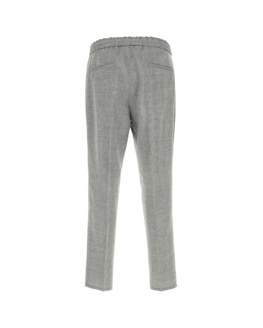 Brunello Cucinelli Gray Flat Front Pants for men