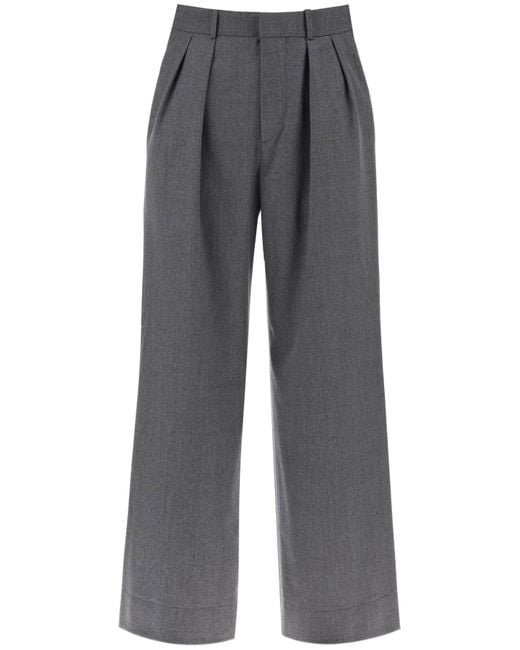 Pantaloni a gamba ampia in flanella di Wardrobe NYC in Gray