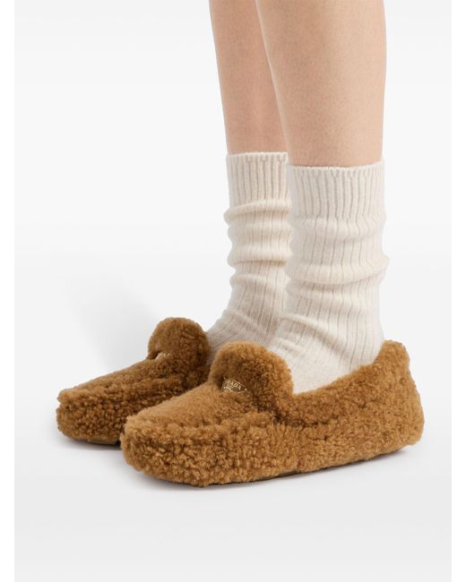 Prada Brown Shearling Driving Shoes