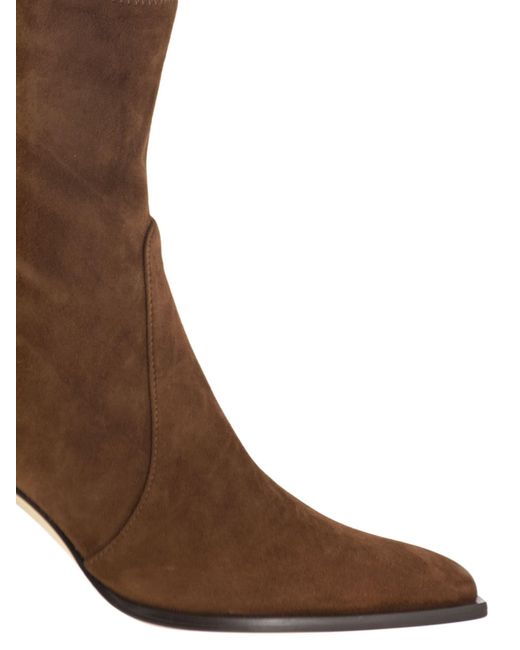 Jolene Suede Botkle Stuart Weitzman en coloris Brown