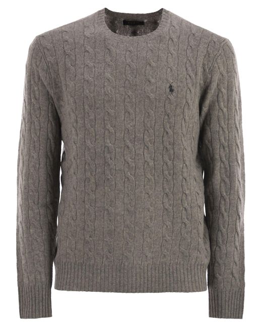 Polo Ralph Lauren Gray Wool And Cashmere Cable-Knit Sweater for men