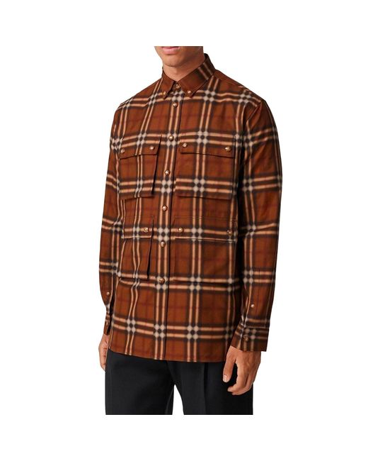 Camisa casual Burberry de hombre de color Brown