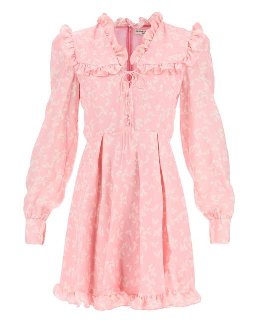 Butterfly Robe Courte Blanc, Bleu Soie Alessandra Rich en coloris Pink