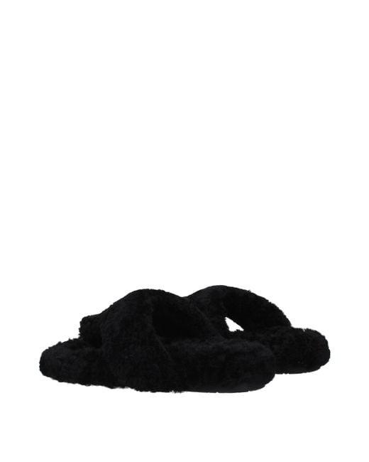 Loewe Black Slippers And Clogs For Fur