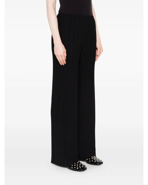 Forte Forte Black Poly Crepe Plisse' Regular Waist Pants