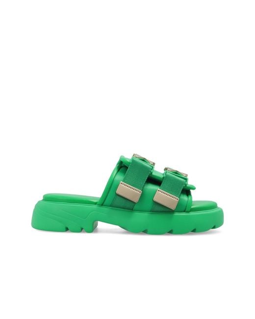 Bottega Veneta Green Sliders
