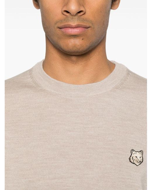 Maison Kitsuné Maison Kitsune 'Bold Fox Head Wool Wollspringer in Natural für Herren