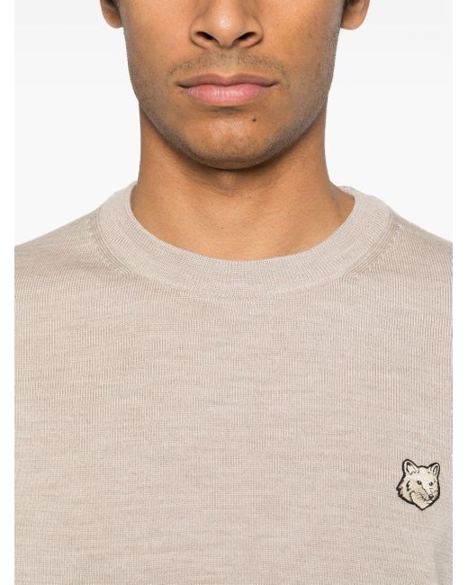 Maison Kitsuné Maison Kitsune 'Bold Fox Head Wool Wollspringer in Natural für Herren