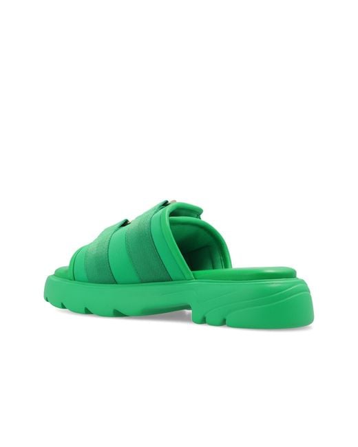 Bottega Veneta Green Sliders