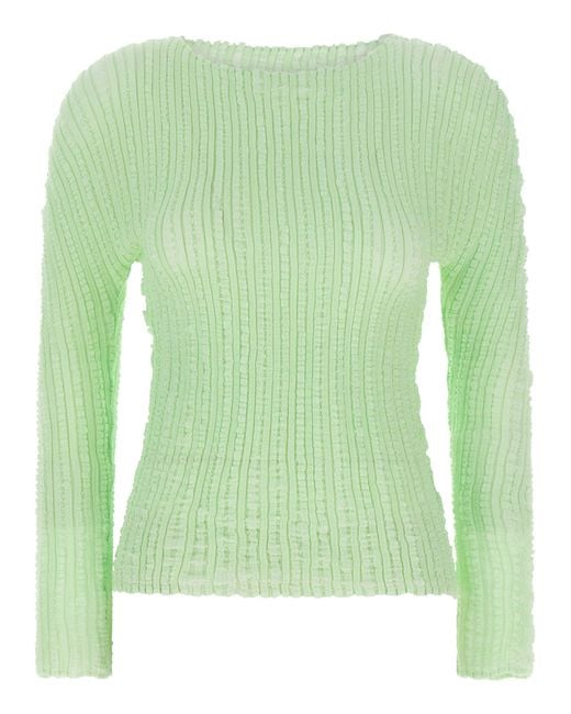 Issey Miyake Green Jellyfish Pleats' Sweater