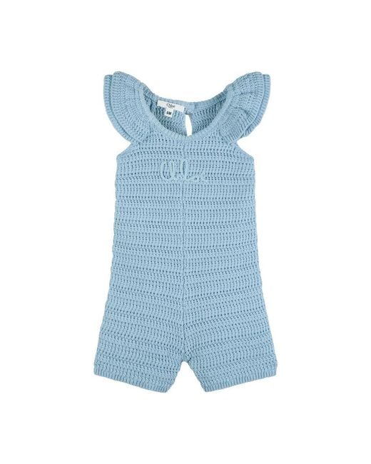Chloé Blue Tutina Ricamata All'Uncinetto