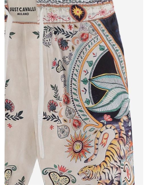 Just Cavalli Red Printed Viscose Shorts for men