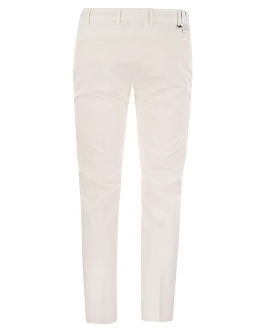 PT Torino White Dieci Stretch Cotton Trousers for men