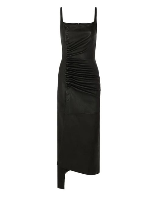 Rabanne Black Gekräuseltes Midi -Kleid