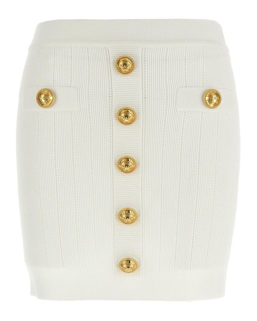 Falda mini de punto Balmain de color White