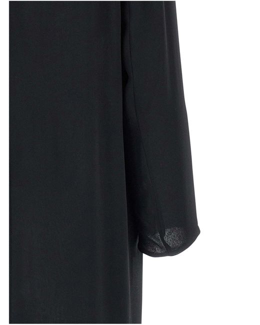 Abrigo de georgette de seda de Alberta Ferretti de color Black
