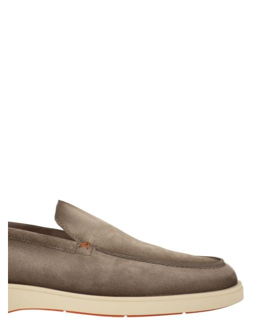 Santoni Brown Suede Moccasin