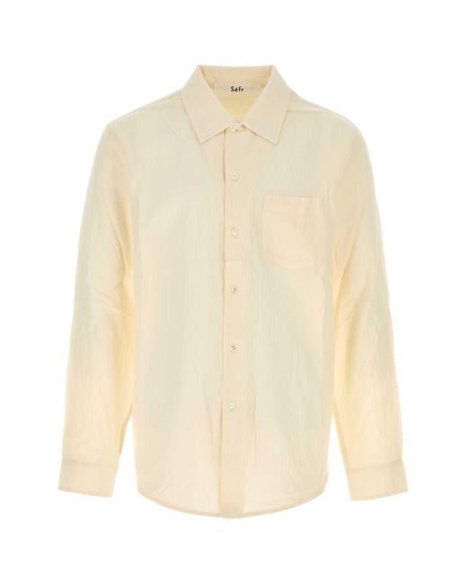 Séfr White Ivory Voile Leo Shirt for men