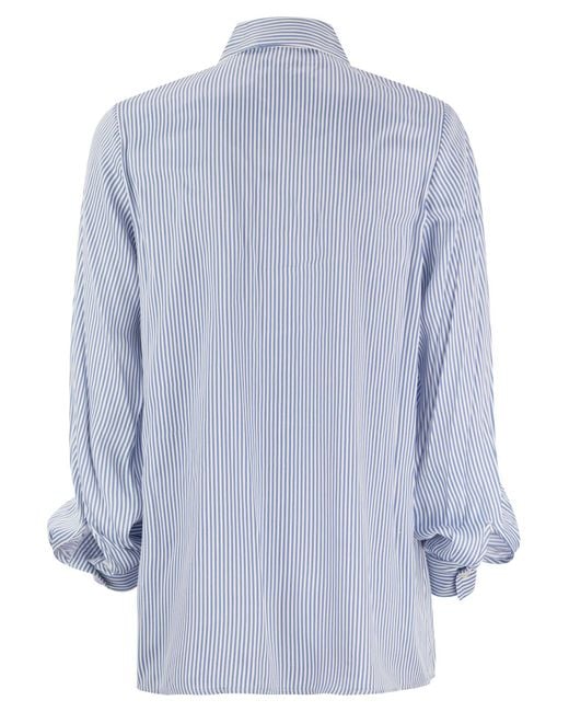 Shirt Viscose à rayures avec fixation avant Michael Kors en coloris Blue