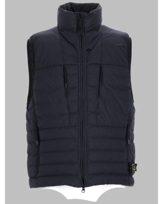 Stone Island Blue Seamless Tunnel Nylon Blend Vest for men